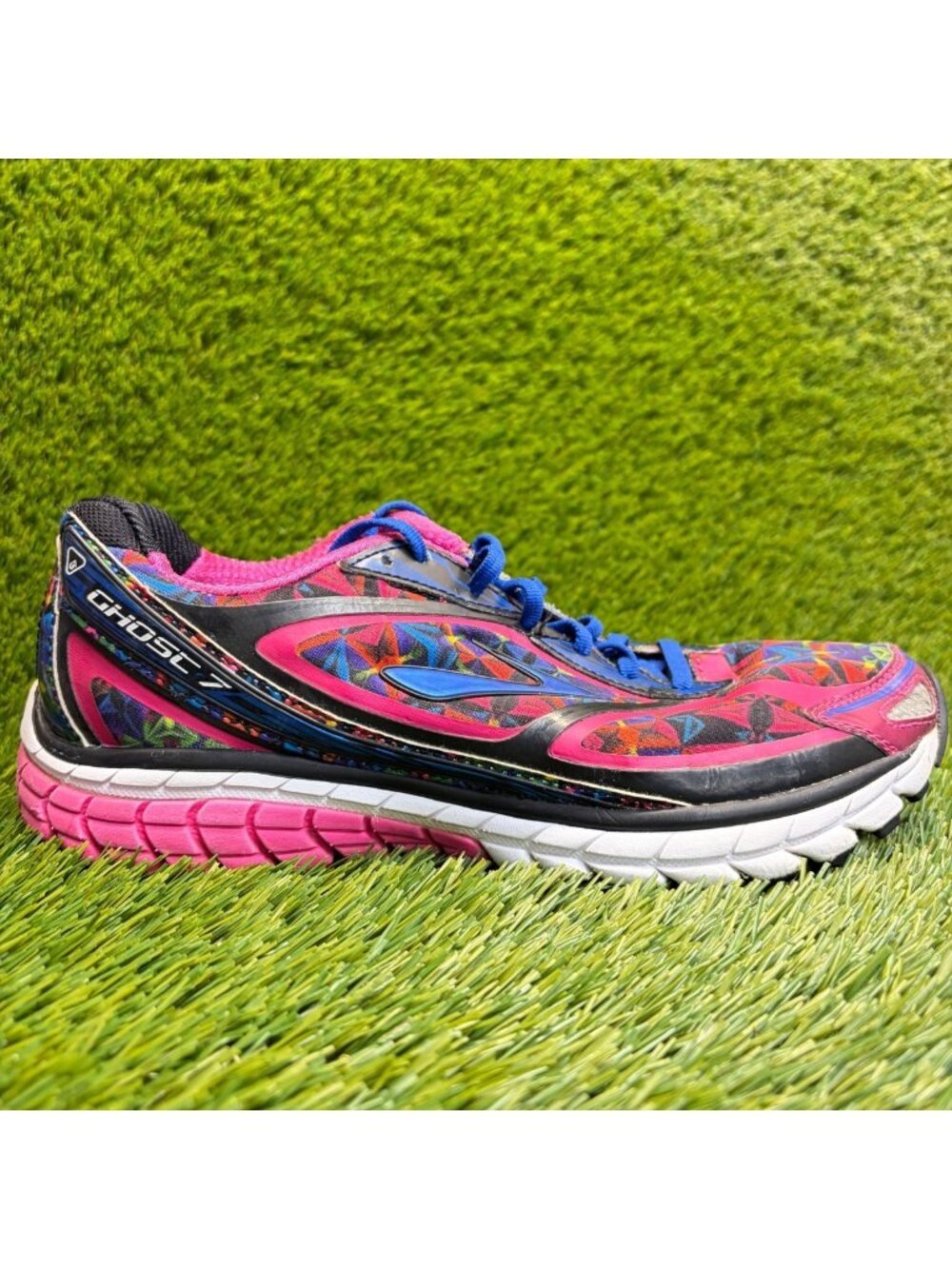 Brooks Ghost 7 Womens Size 9.5 Pink Black White Athletic Running Shoes Sneakers